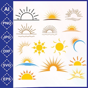 Sun Ri Svg Sun Svg Bundle \ Sunrise Cut File \ Sunrise Clipart \ Sun Vector \ Sun ...