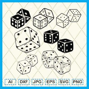 Dice Svg - Dice Clipart - Dice SVG Bundle - Dice Cricut - Dice Silhouette - Dice Png - Rolling Dice Svg - White Dice Svg - Black Dice Svg