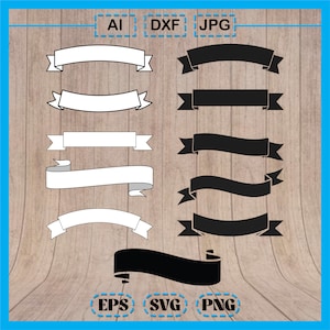 Banner Svg Bundle -  Birthday Banner Svg - Banner Clipart - Ribbon Banner Svg - Banner Outline - Ribbon Png - Ribbon Banner silhouette