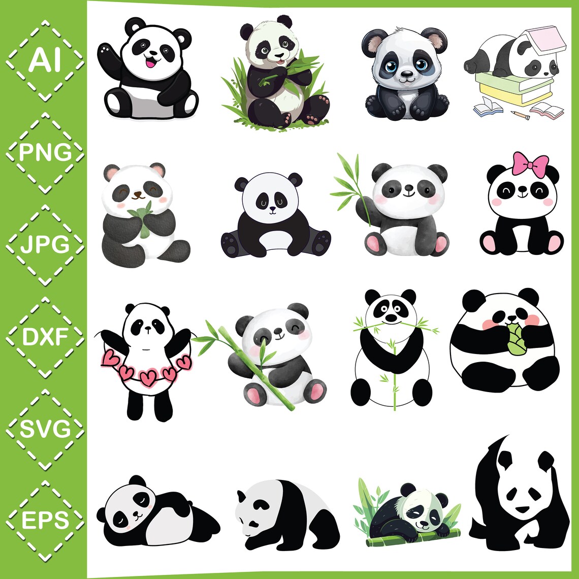 Panda SVG Bundle Cute Baby Panda Svg Panda Cut File Panda Clipart Panda ...