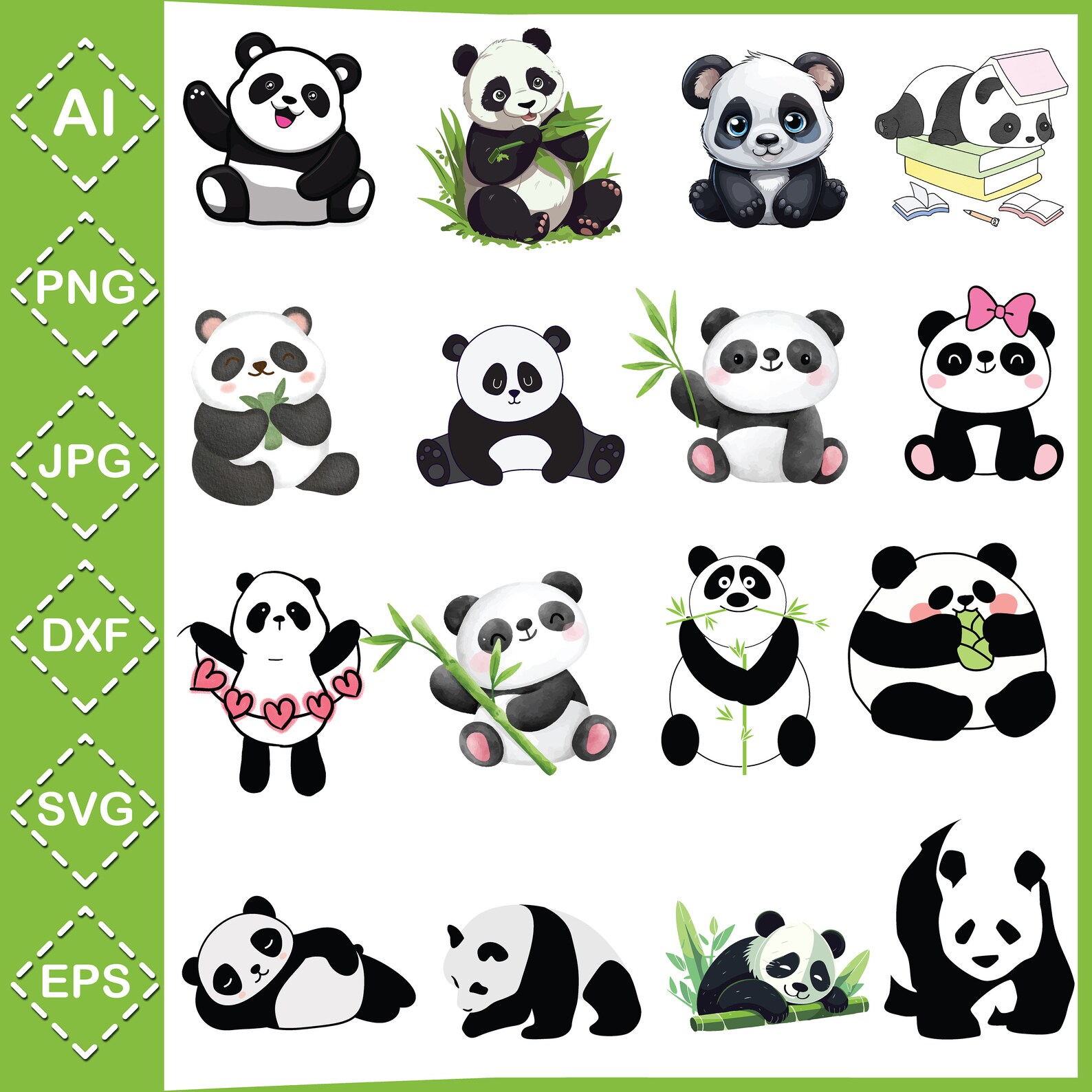 Panda SVG Bundle Cute Baby Panda Svg Panda Cut File Panda Clipart Panda ...