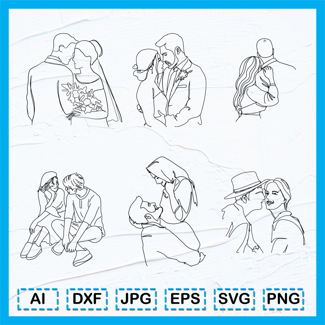 Line Art Bundle / Lover Line Art / Romantic Line Art / Couple Line ...