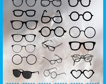 Glasses Svg Bundle, Eyeglasses Vector Clipart Digital File