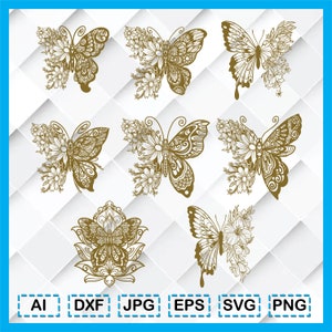 Butterfly Flower Svg - Floral Butterfly Svg -Butterfly Cut File -Cute Butterfly Svg -Butterfly Clipart -Butterfly Svg Bundle -Butterfly Svg