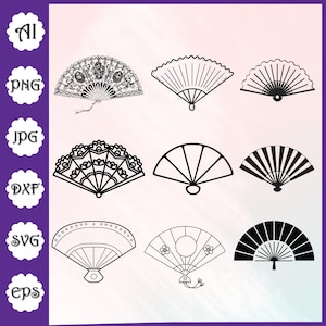 Hand Fan SVG Bundle \ Hand Fan Cut Files \ Fan Clipart \ Hand Fan svg \ Folding Hand Fan svg \ Japanese Fan svg \ Fan Cut Files for Cricut
