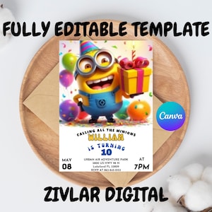 Minion&#39;s Editable Birthday invitation /  Minions Invitation  / Despicable Me /  Birthday Invitation / Editable Invitation template