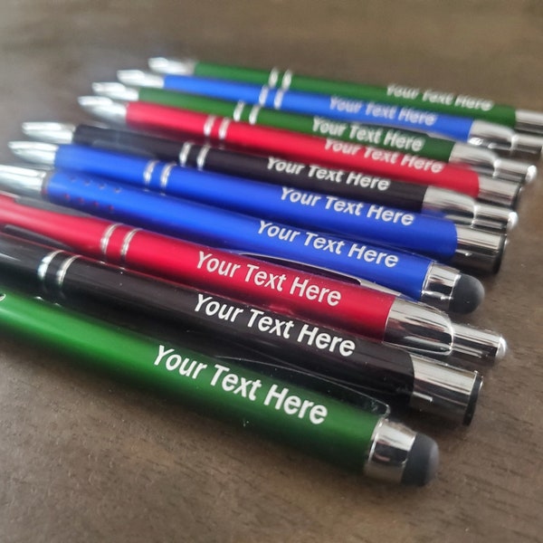 Custom Text Metal Pens (Black Ink), Engraved / Etched Metal Pen With Your Business Text