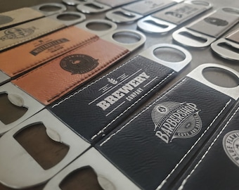 Custom Logo Leatherette Bottle Openers, Engraved / Etched Bottle Opener With Your Logo, Personalized