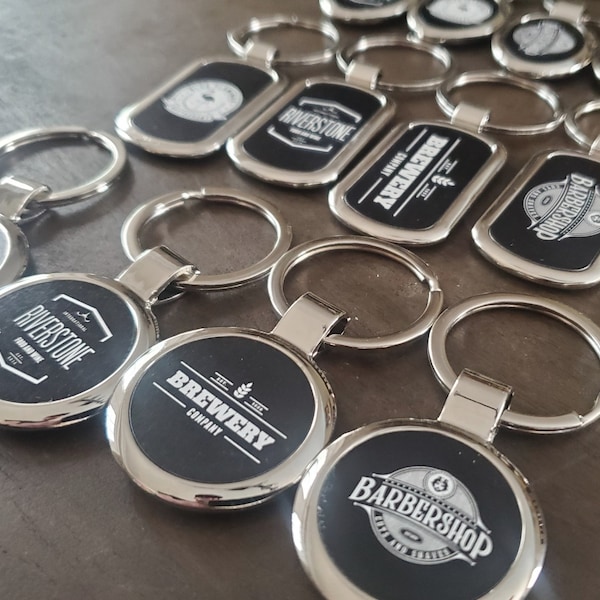 Custom Logo Keychain, Engraved Metal Keychain With Your Logo, Business, Restaurants & Bars, Realtors, Send Us Your Logo (single sided only)