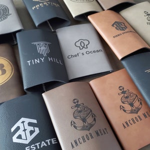 Custom Logo Slim Beverage Holder, Engraved / Etched Leatherette Can Holder With Your Logo, Personalized