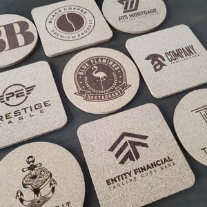 Custom Logo Cork Coaster, Engraved Coaster With Your Logo, Personalized