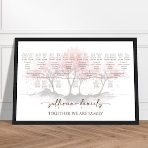Personalized Family Tree Wall Art | Cherry Blossoms Watercolor | Large Family Tree | Anniversary | Birthday Gift for Mom | Gift for Grandma