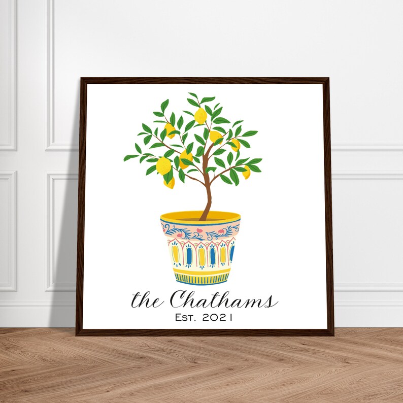 Personalized Lemon Tree Wall Art Print or Frame, Fruit Tree Art, Kitchen Bathroom or Dining