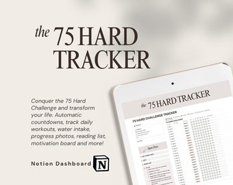 Notion 75 Hard Challenge Tracking Notion Dashboard Template Planner