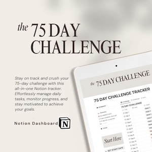 Notion 75 Day Challenge Template | Customizable Habit Tracking Tool for Notion | Easy to Use