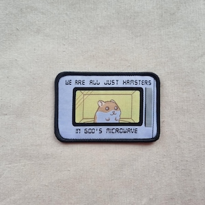 Embroidered Hamster Microwave Patch – Funny Meme Iron-On Bag Accessory