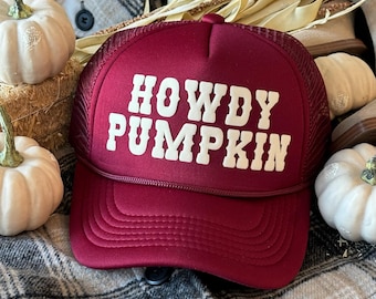 Howdy Pumpkin Trucker Hat, Fall Trucker Hat, Thanksgiving Hat, Happy Halloween, Halloween Hats, Halloween Trucker Hats, Mom Trucker Hat