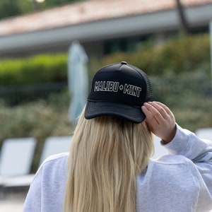 Malibu and Mint Hollow Trucker Hat, Summer Trucker, Beach Trucker Hat, Beach Vacation, Lake Day, Beach Days, Beach Outfit, Beach Trucker Hat