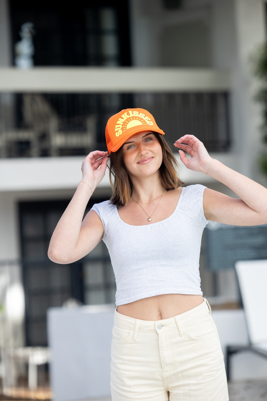 Island Water Sports Sunrise Palm Trucker Hat