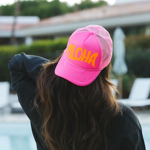 Aloha Trucker Hat, Summer Trucker Hat, Beach Trucker Hat, Beach Vacation, Lake Day, Beach Days, Beach Outfit, Beach Trucker Hat, Lake Outfit