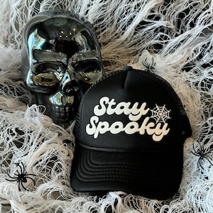 Stay Spooky Trucker Hat, Spider Web Hat, Spooky Hat, Glow in the Dark, Happy Halloween, Halloween Hat, Halloween Trucker, Mom Trucker Hat