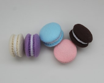 Macarons en feutre, biscuits en feutre, lot de 5, pour jouer à la nourriture, pour jouer à la cuisine