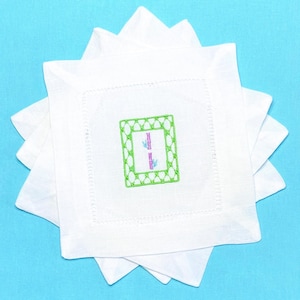 Embroidered Mahjong Tiles Linen Cocktail Napkins - Set of 6 image 6