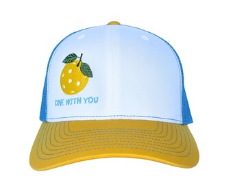 Pickleball Lemon Embroidered Trucker Hat, Richardson 112 Snapback
