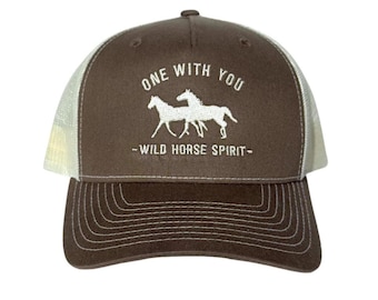 Wild Horse Spirit Trucker Hat, Embroidered Equestrian SnapBack Cap for Horse Lovers