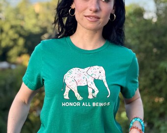 Floral Elephant T-shirt, Inspirational Animal Lover Gift