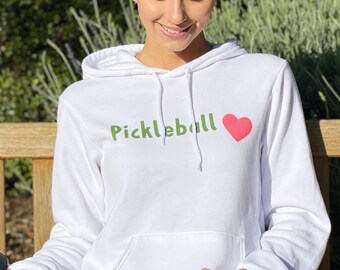 Pickleball Heart Hoodie, Hand-Drawn Graphic, Bella Canvas