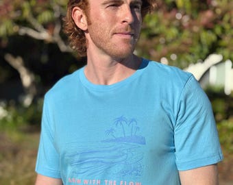 Grow With The Flow T-shirt, Tropical Beach Graphic, Unisex Tee