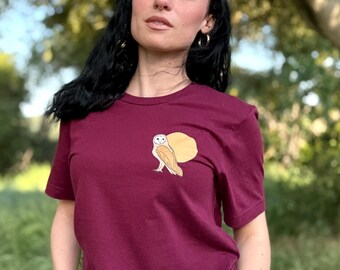 Hand Drawn Owl Moonlight T-Shirt, Nature Lover Gift