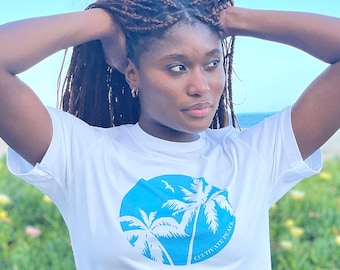 Cultivate Peace T-Shirt, Tropical Palm Beach, Positive Message