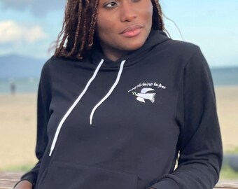 Embroidered Dove Hoodie, Positive Message, Soft Fleece