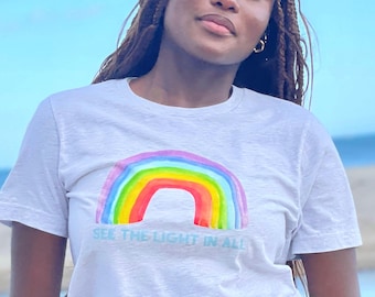 Rainbow Love T-Shirt, Positive Message, Unisex Pride Gift