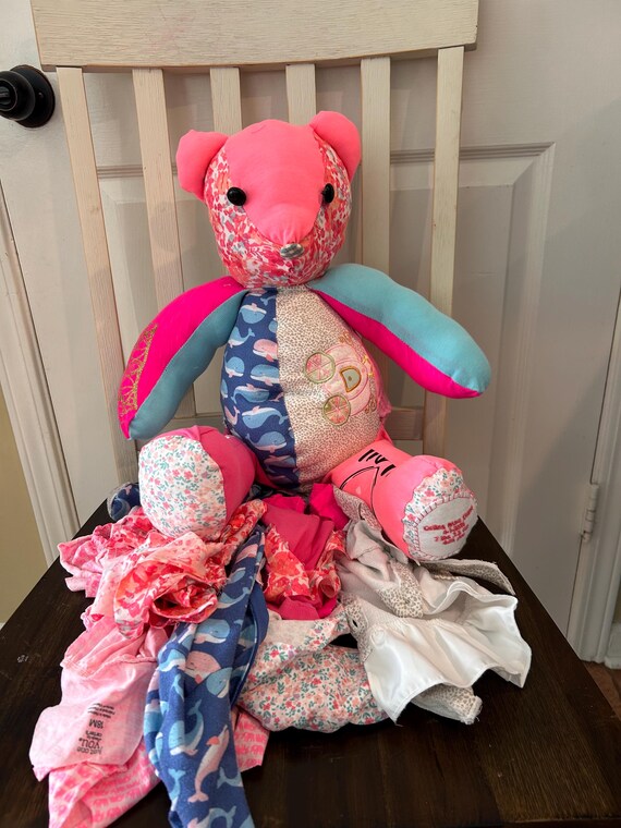 Personalized Stuffed Bear, Memory Bear Made of Onesies, Baby