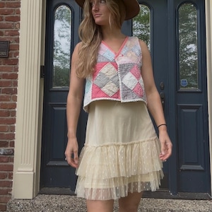 Vintage Quilt Vest | Handmade Patchwork Cropped Vest | Upcycled Quilt Clothing | Cottagecore Western Boho Style