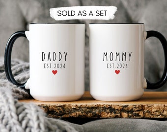 New Daddy and New Mommy Coffee Mug Gift Set, Gift for New Parents, Parent-to-Be Mugs, Soon-to-Be Parents, New Baby Gift, New Parents Gift