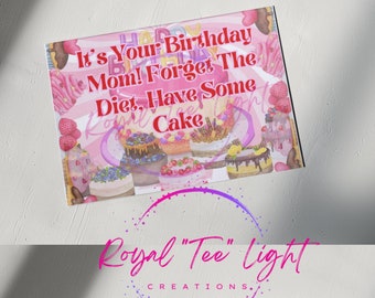 Cake Faced druckbare Geburtstags-Grußkarte für Mama