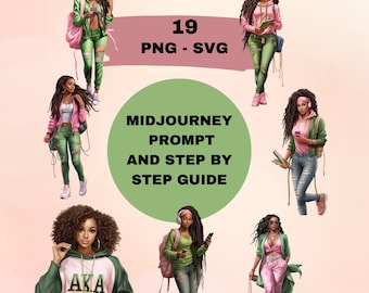 AKA Clip Art, PNG, SVG, Transparent, Sorority, Digital Download Design, Midjourney Guide, Midjourney Prompts, Learn Midjourney