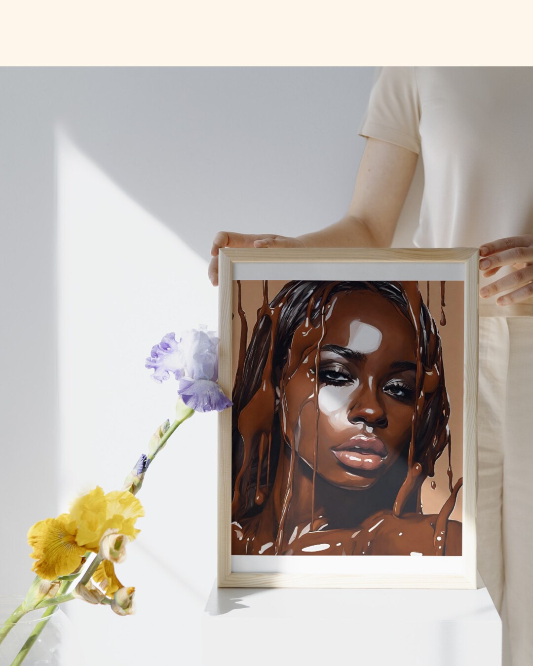 Chocolate Dripping Woman Digital Wall Art, Black Woman Wall Art, Black Art Print, Black Owned