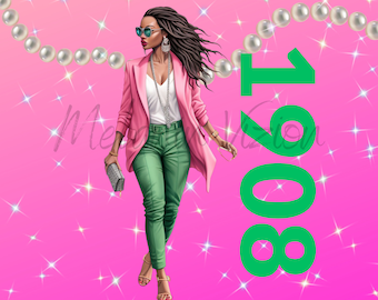 Pink And Green Sorority Pearls DIY Design For Shirts Tumblers Journal Mugs Water Bottle PNG File