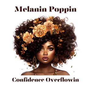 Melanin Poppin Confianza Desbordante Chica Negra Mágica Afro Clip Art Vaso, Diario, Tazas Camiseta PNG