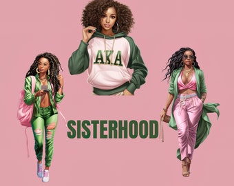 Sisterhood, Sorority AKA Digital Download Design, AKA PNG, Black Sorority, Shirt, Mugs, Canvas, Tumbler, Journal, Transparent