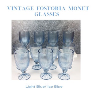 Fostoria Monet Tea Glasses * Vintage* Light Blue * Ice Blue * Free Shipping