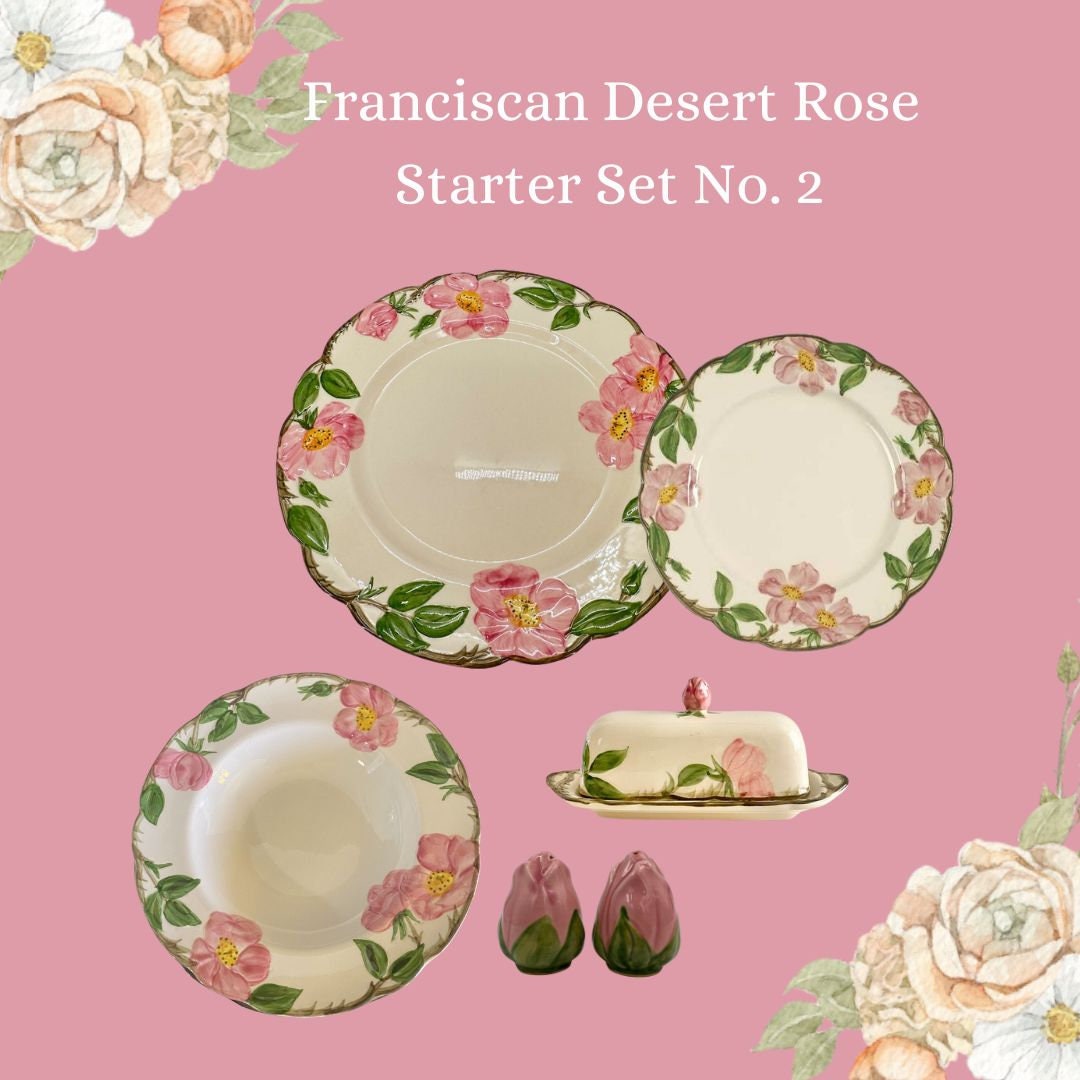 フランシスカン　デザートローズ　ビンテージ　6点セット Franciscan Desert Rose Starter Set: Vintage USA Dinnerware