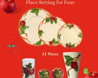 Vintage Franciscan Apple Dinnerware Set for Four (22 Pieces)