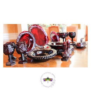 Avon Cape Cod Ruby Glass Dinnerware Set: 23-Piece Place Setting bild 2
