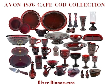 Avon Cape Cod Collection * Vintage Ruby Red Dinnerware *Glassware *Gothic* Free Shipping